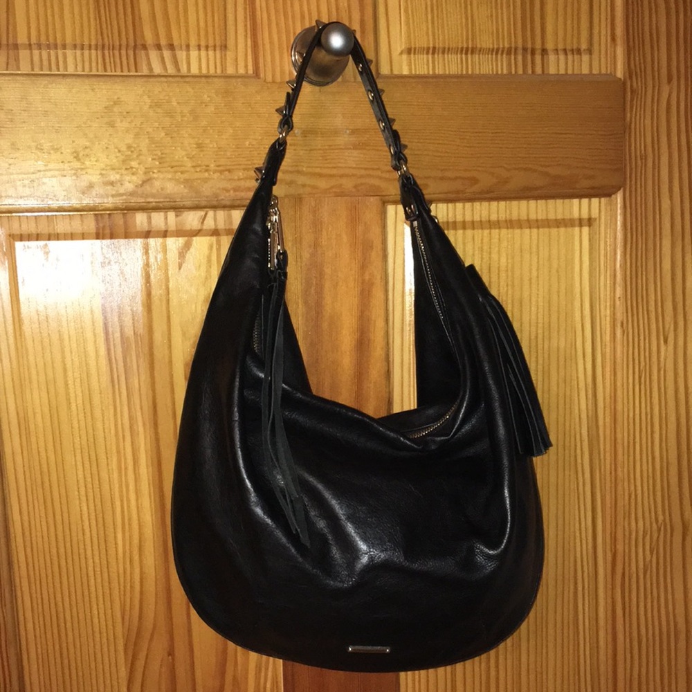 Rebecca Minkoff Black Leather Studded/Tassel Bag